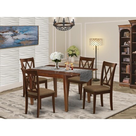 East West Furniture 5 Piece Milan Dining Set - Mahogany MLCL5-MAH-C